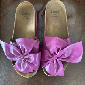 Dr. Scholl's Purple Mules with Large Bow